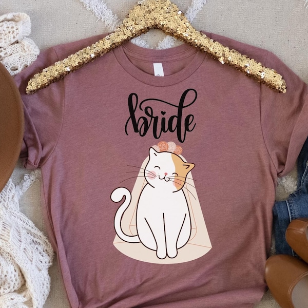 Cat Bride Veil T-Shirt, Bride Shirt Cat, Meowied Shirt, Brides To Be Shirt, Shirt For Bride To Be, Bridal Shower Gift, Cat Bride Shirt,Bride