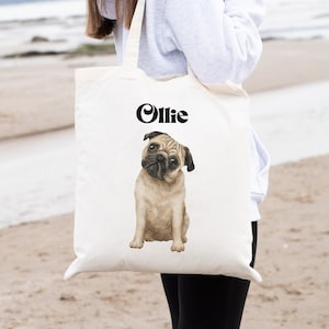 Personalized Pug Tote, Pug Personalized Gift, Dog Totes Personalized, Pug Dog Gift, Pug Gifts, Pug Tote Bag, Personalized Pug Gifts,Pug Tote