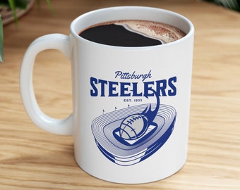 Steelers Drinkware, Pittsburgh Mug, Steelers Tumbler, Steelers Fan Gift, Steelers Gifts For Men, Retro Pittsburgh Coffee Mug, NFL Mugs