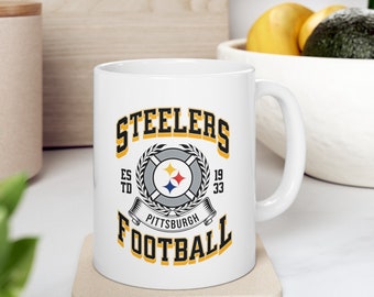 Pittsburgh Mug, Steelers Drinkware, Steelers Tumbler, Steelers Fan Gift, Steelers Gifts For Men, Retro Pittsburgh Coffee Mug, NFL Mug