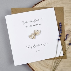 Carte 13e anniversaire de mariage dentelle 13e cadeau fait main 13e anniversaire de mariage personnalisé femme mari couple 13e dentelle souvenir