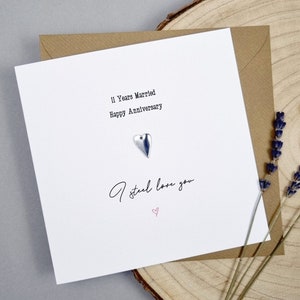 Carte 11e anniversaire ACIER cadeau de mariage rustique 11 ans souvenir de mariage personnalisé femme mari couple 11 cadeau traditionnel fait main