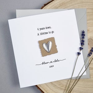 Carte 6e anniversaire de mariage en fer 6e cadeau fait main personnalisé 6 ans de mariage mari femme couple lui son 6e souvenir en fer