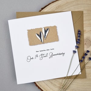 Carte 11e anniversaire de mariage en acier 11e cadeau fait main 11 ans de mariage personnalisé femme mari lui son couple acier souvenir