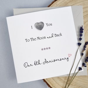 Cadeau de mariage carte du 6e anniversaire en fer véritable 6 ans de mariage avec la lune et dos femme mari fait main lui son cadeau souvenir souvenir 6e fer