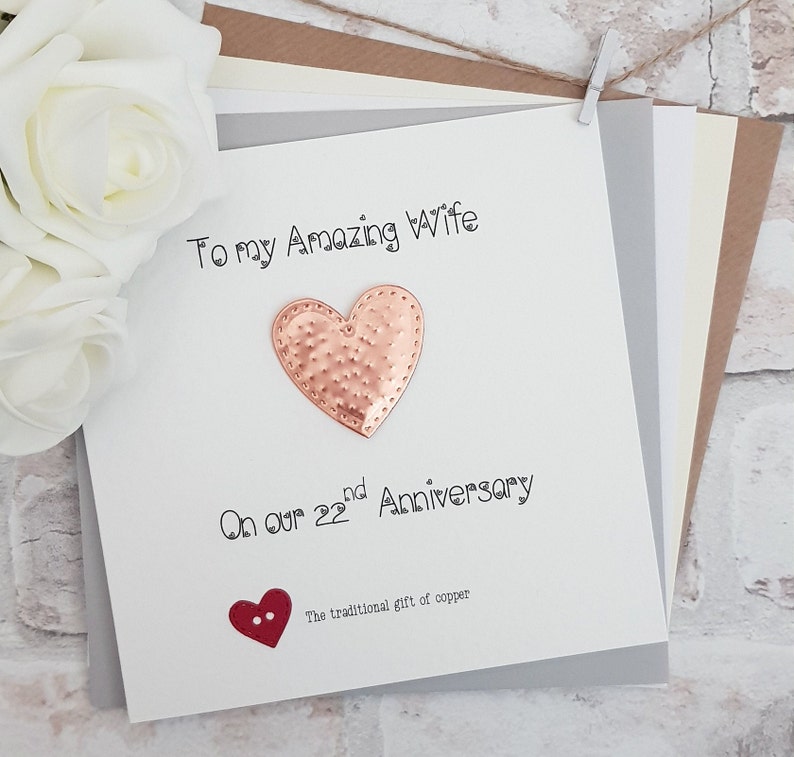 22nd Anniversary Card Copper Anniversary Card22nd Wedding Etsy UK