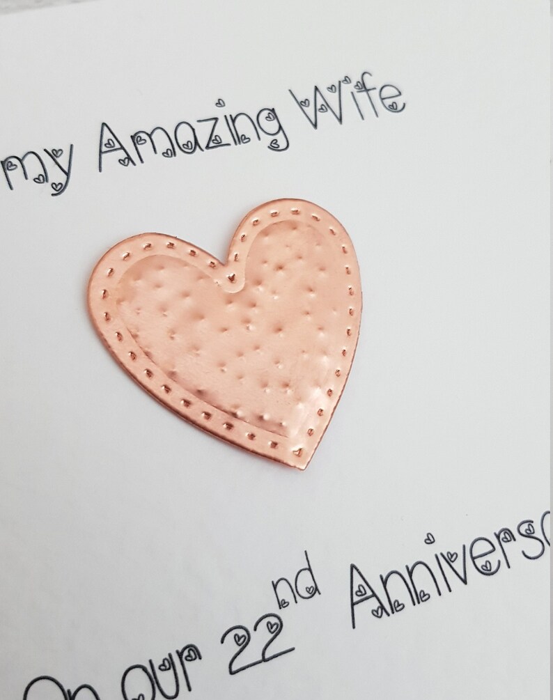 22nd Anniversary Card Copper Anniversary Card22nd Wedding Etsy UK