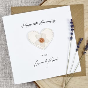 Superbe 12e carte d'anniversaire en soie, cadeau d'anniversaire de mariage fait main, mariage personnalisé de 12 ans, mari, femme, couple, lui, souvenir