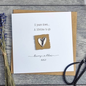Carte 11e anniversaire de mariage en acier 11e cadeau fait main 11 ans de mariage personnalisé mari femme couple lui souvenir en acier