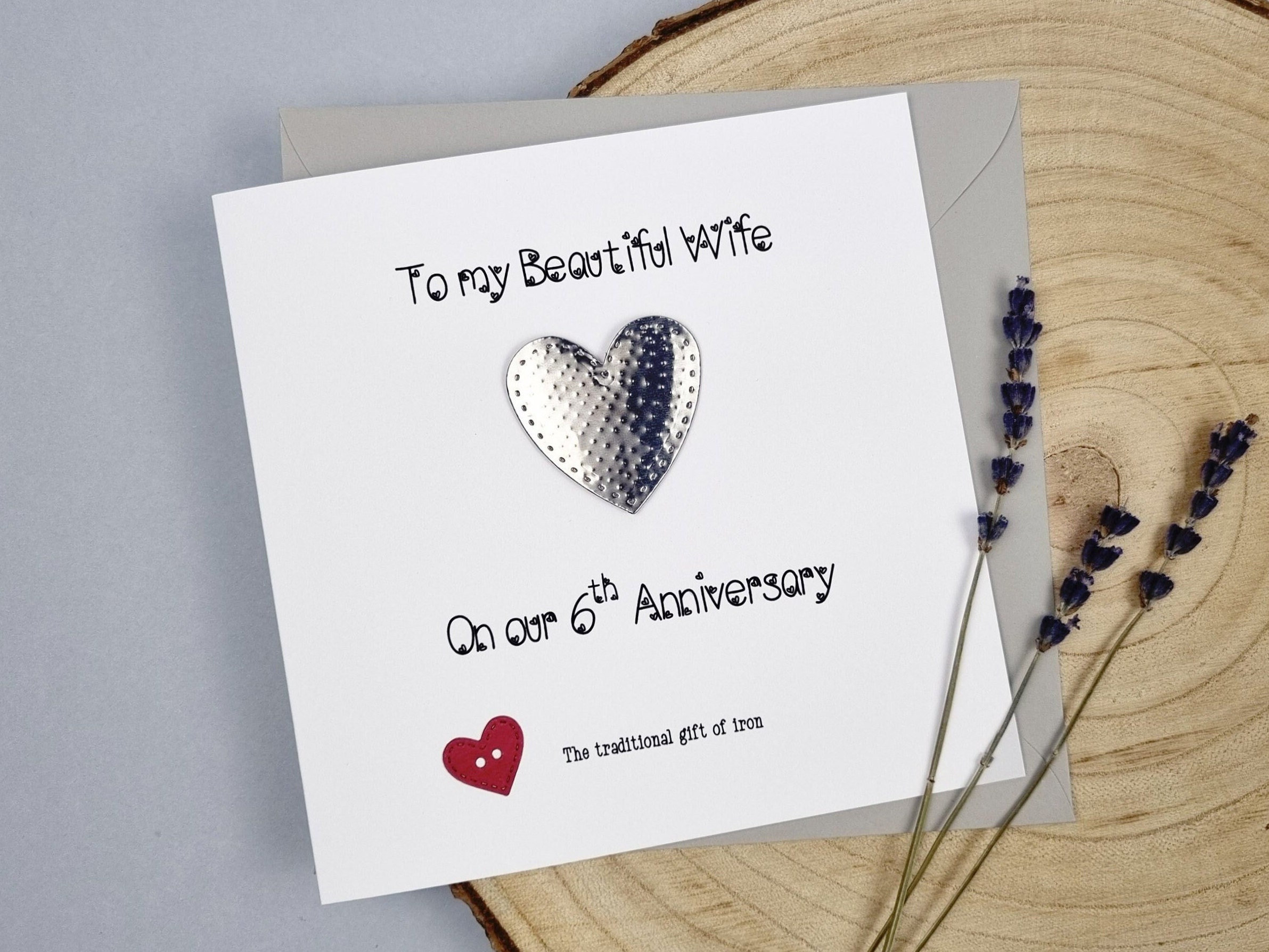 6th Anniversary Card Iron Wedding Anniversary 6th Handmade Gift