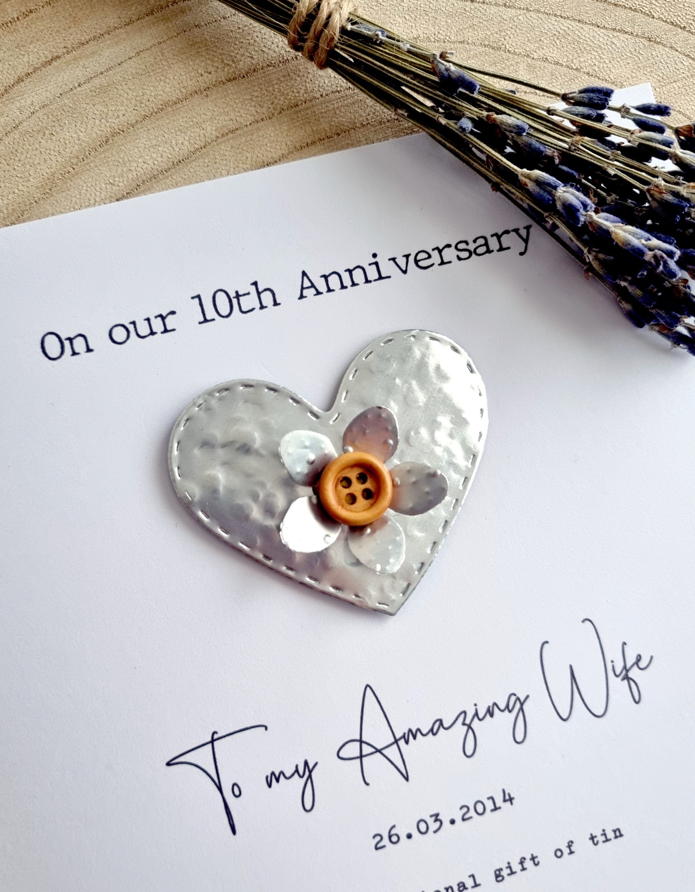 10th Anniversary Card TIN Anniversary Tin Wedding Anniversary Gift ...