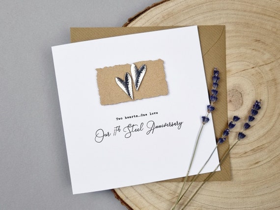 11th Anniversary Card Steel Wedding Anniversary 11th Handmade Gift