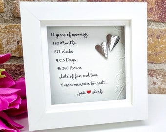 11 th anniversary gift,steel anniversary,11th wedding anniversary, personalised frame,wife,husband,couple,handmade frame,3d