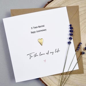 Carte 21 ans LAITON Cadeau de mariage rustique 21 ans de mariage souvenir personnalisé femme mari couple 21 ans cadeau traditionnel fait main