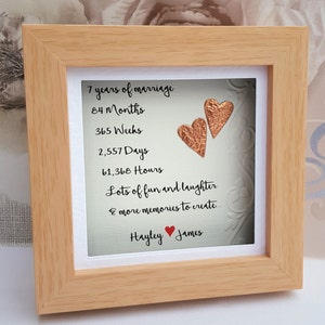 COPPER Anniversary gift 7th wedding anniversary 7th anniversary copper gift Personalised gift 7th copper frame Wife Husband Couple gift 3D