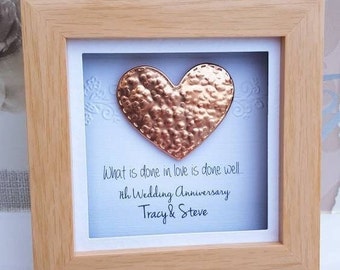 Copper Anniversary gift 7th wedding anniversary 7th anniversary copper gift personalised 22nd anniversary anniversary frame 7th copper frame