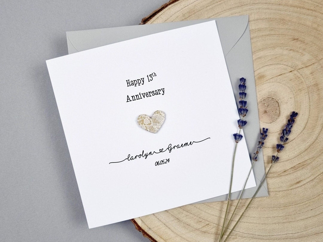 Cute 13 Year Anniversary Card, Sunset Bears - Free Metal 13th Anniversary Love Token Gift Gc Annisunset13