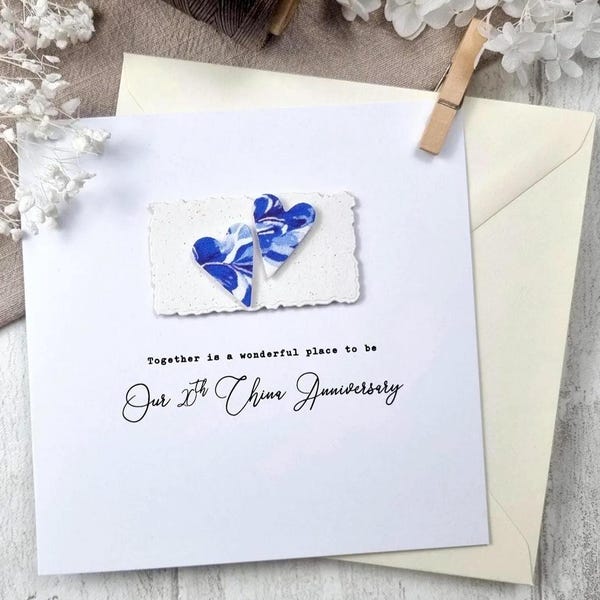 20th Anniversary Card China Wedding Personalised Gift 20 Years Marriage Husband Wife Couple Handmade Keepsake Present