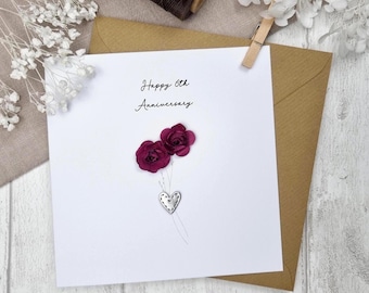 6th Real Iron Anniversary Heart with Flowers, Keepsake gift  for Wife, Husband, Couple