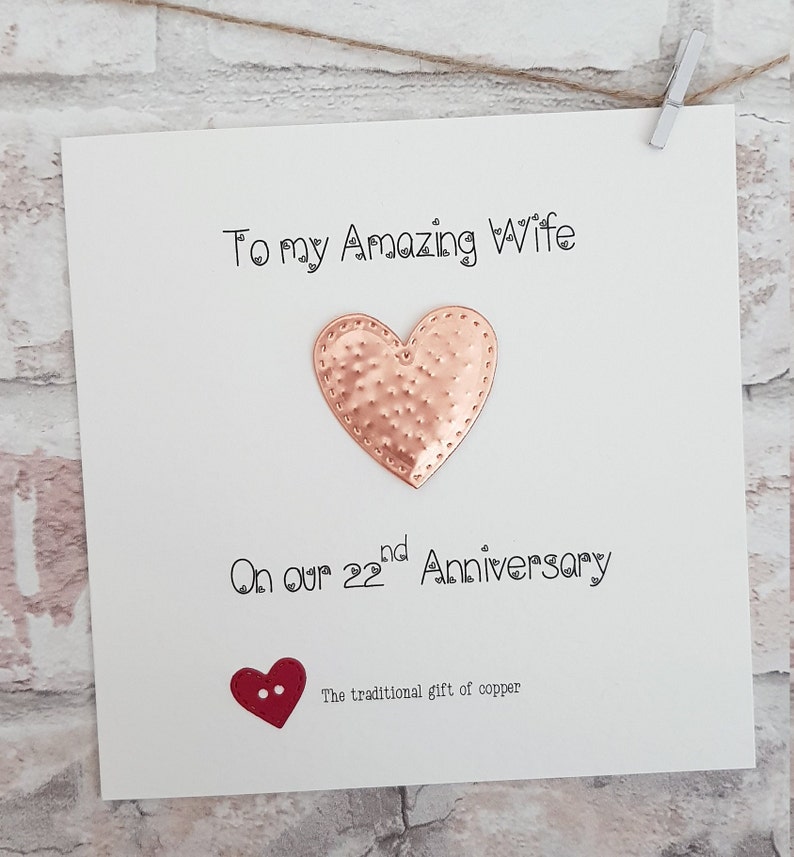 22nd Anniversary Card Copper Anniversary Card22nd Wedding Etsy UK
