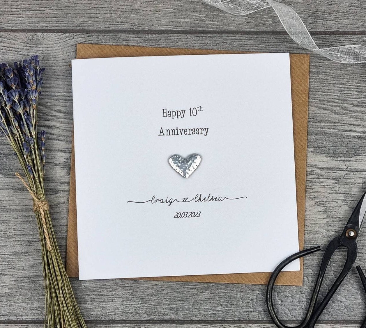 10th Anniversary Card Tin Wedding Anniversary 10th Handmade - Etsy UK