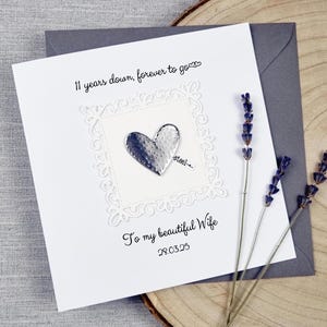 Joli cadeau d'anniversaire en acier 11e carte de mariage 11e cadeau fait main 11 ans de mariage personnalisé femme mari couple lui son cadeau souvenir 3D