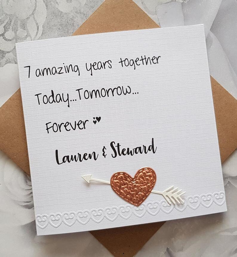 7th Wedding Anniversary Gift 7 Year Anniversary 7th Anniversary Gift Personalised Frame 7th Copper Anniversary Copper Anniversary Gift Visual Arts Craft Supplies Tools