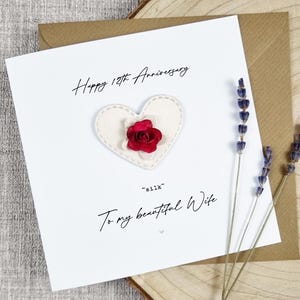 Superbe cadeau d'anniversaire de mariage carte en soie 12e anniversaire fait main 12 ans de mariage personnalisé mari femme couple lui son souvenir