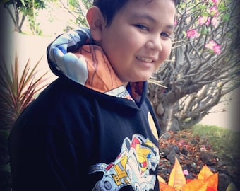 VOLTRON VINTAGE 80s Appliqué & Embellished Extremely Rare One of A kind Pullover Hoodie Unisex Size Small/Medium Hand Made Sweatshirt