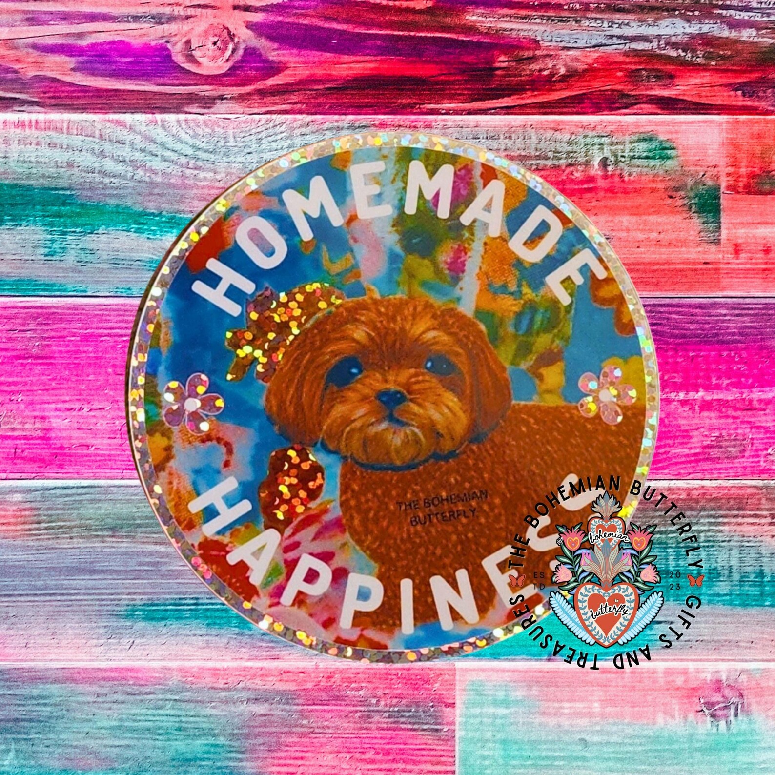 Homemade Happiness Holographic Sticker Waterproof Water Bottle Decal ...