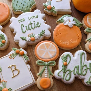Little cutie, orange, citrus baby shower cookies (36 cookies)