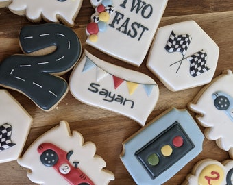 Custom listing race car  Birthday Cookies (36 cookies)