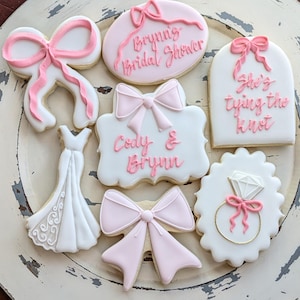 She&#39;s tying the knot, bow bridal shower cookies (36 cookies)