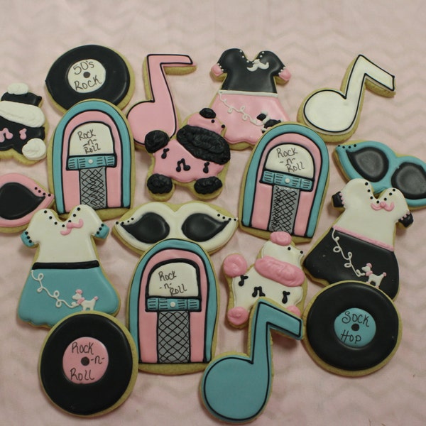Galletas de azúcar con temática de los años 50 (36 galletas)