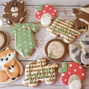 Woodland/ forest animal baby shower cookies (36 cookies)