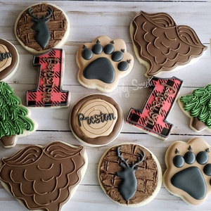 Lumberjack themed birthday cookies (48 cookies)