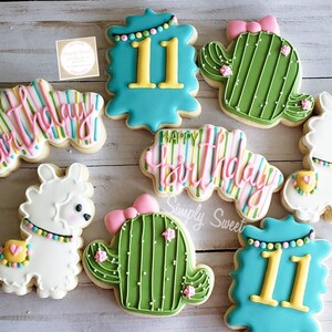 Llamas and cacti birthday cookies (48 cookies)