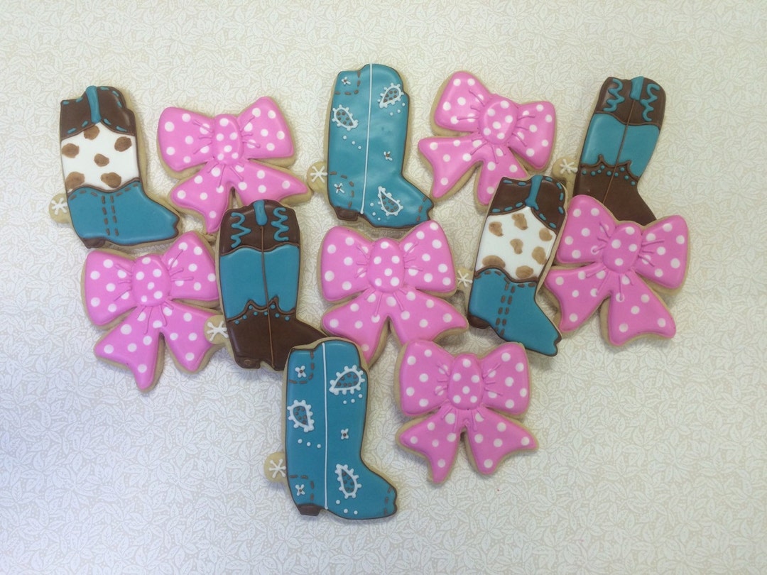 Boots or Bows Gender Reveal Cookies 36 Cookies Etsy