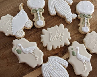 Stork Themed Baby Shower Cookies (65 cookies)