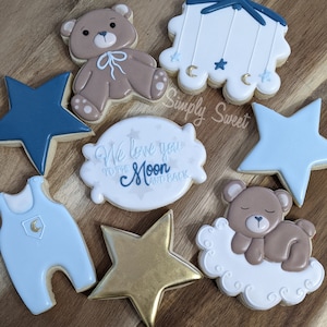 Twinkle twinkle little star, teddy bear baby shower cookies (48 cookies)