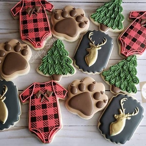 Lumberjack baby shower cookies (60 cookies)
