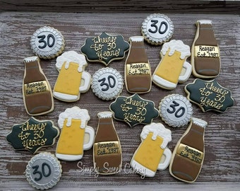 Beer themed birthday cookies (48 cookies)