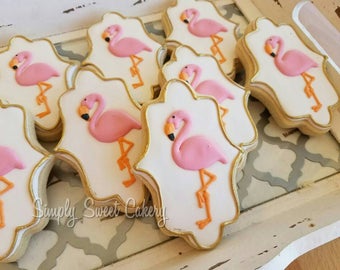 36 flamingo cookies