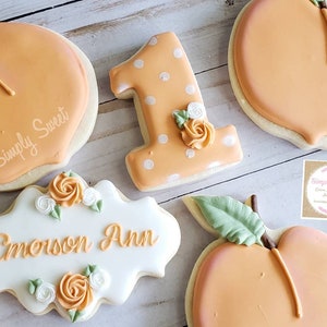 Peach 1st birthday cookies (36 cookies)