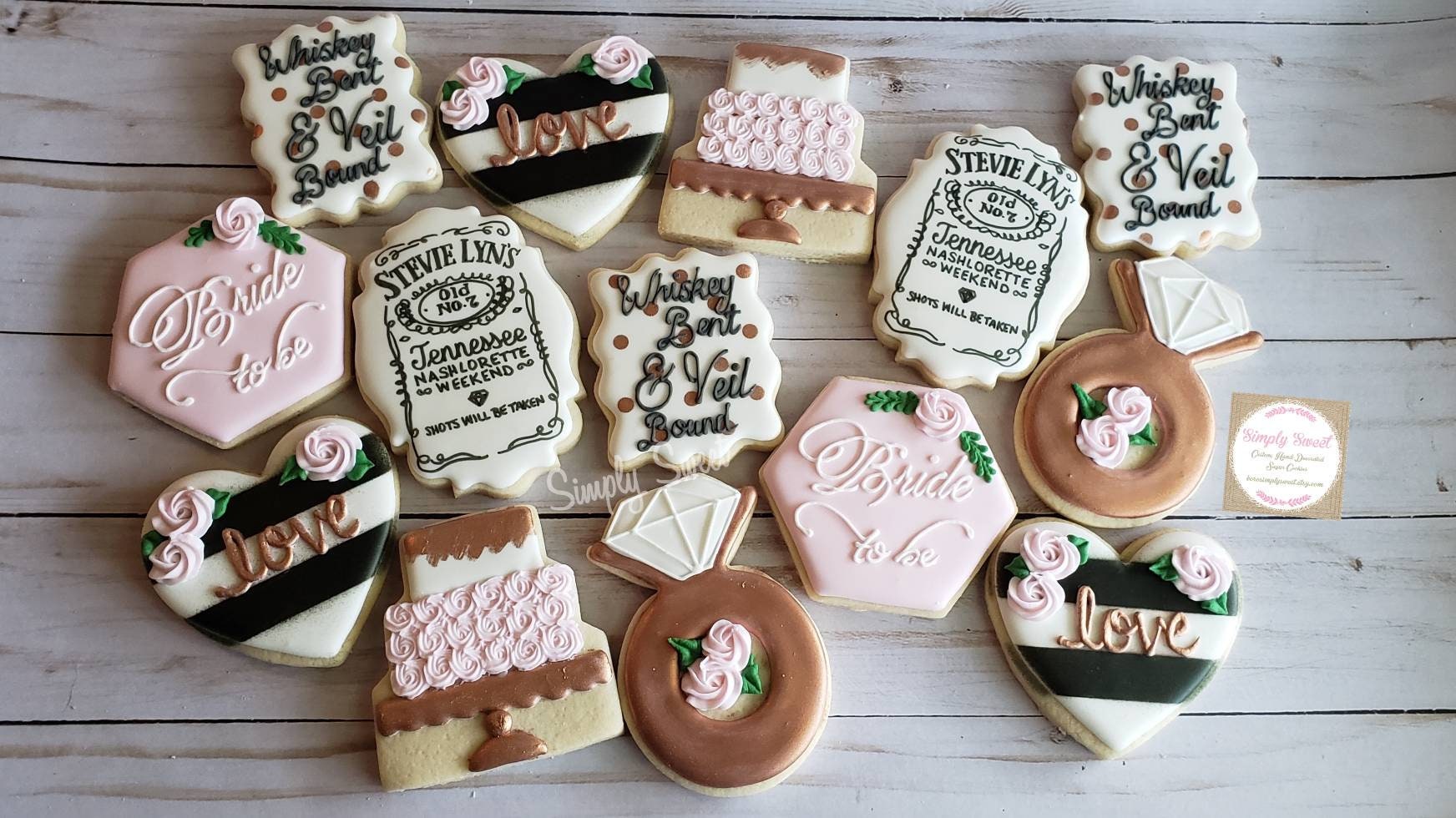 Whiskey Bent Bachelorette Bridal Cookies 36 Cookies Etsy