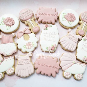 Floral Baby shower cookies (36 cookies)
