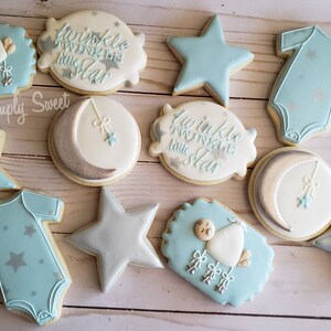 Twinkle twinkle little star baby shower cookies (75 cookies)