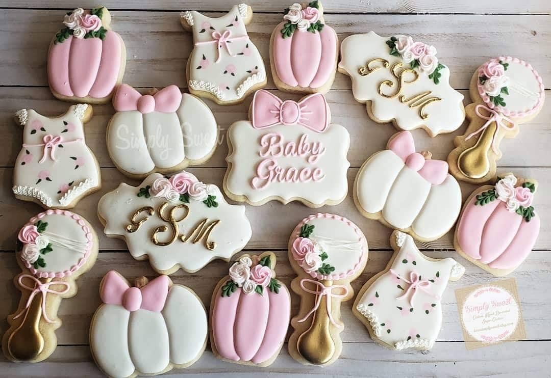 Pink Pumpkin Baby Shower Cookies 50 Cookies Etsy