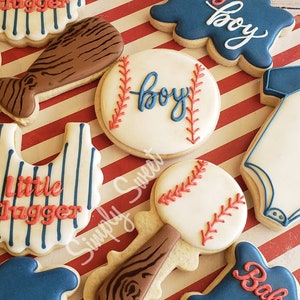 Vintage baseball baby shower cookies (36 cookies)