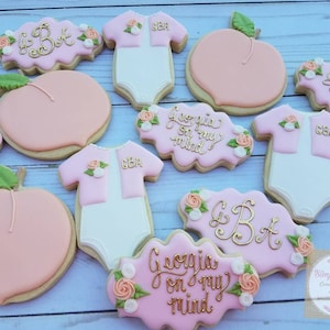 Sweet as a peach baby shower cookies (36 cookies)